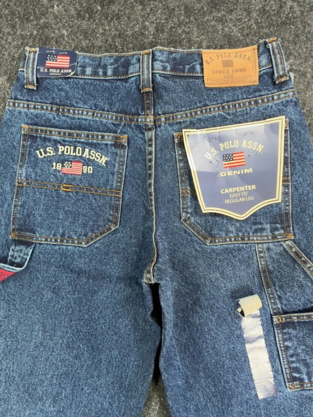 U.S. Polo Assn Carpenter Jeans Boys 16 Blue Cotton Easy Fit Regular Leg NWT